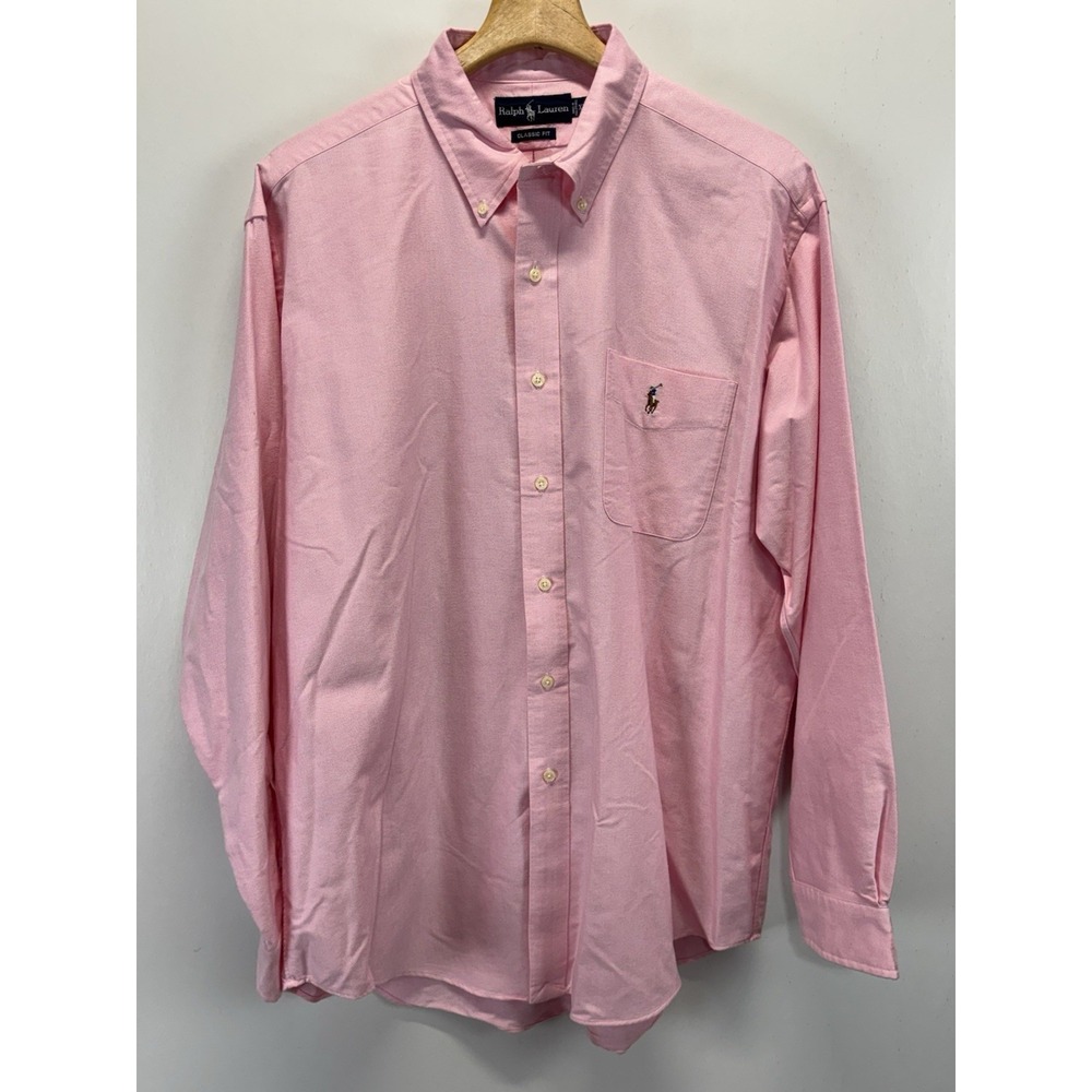 Ralph Lauren Oxford Shirt Mens XL Pink Flesh Pony Preppy Classic Fit Resort Wear